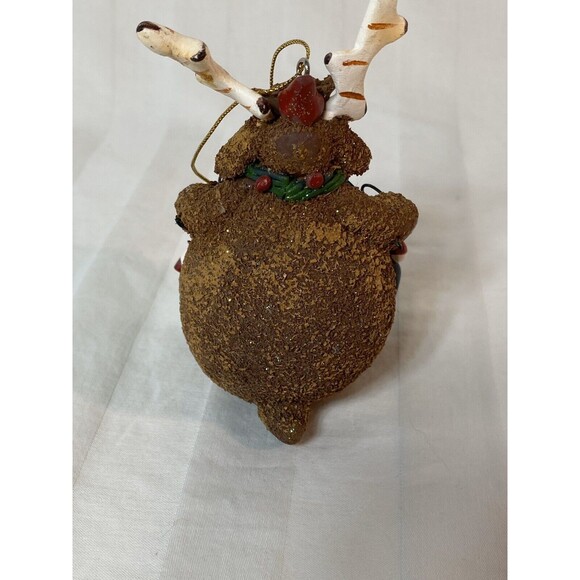 Cute plump reindeer, festive decor, xmas decoration Resin, Candy Canes “JOY” - Picture 4 of 7